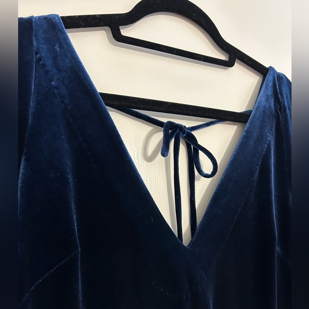 Free People Misha Mini Dress, Midnight Navy Velvet - Picture 3 of 9